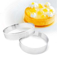 Wholesale Baking Moulds CM Stainless Steel Tart Mold Ring Tartlet Cake Mousse Molds Cookies Pastry Circle Cutter Pie Perforated