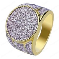 Wholesale 18K Real Yellow Gold Plated Bling Round CZ Diamond Ring Party Wedding Party Gift for Men Women Size