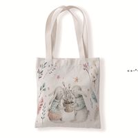 Wholesale Party Supplies Happy Easter Canvas Bag Washable Reusable Easy to Carry Grocery Rabbit Egg Printed Gifts Storage NHF12285