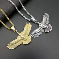 Wholesale Pendant Necklaces Hip Hop Rock Stainless Steel Eagle Hawk Pendants For Men Rapper Jewelry Gold Silver Color