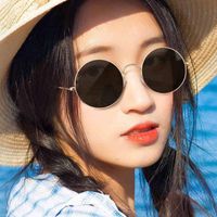 Wholesale Sunglasses Classic Round Metal Frame Women Brand Designer Clear Lens Plain Glasses For Female Tinted Color Mirror