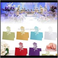 Wholesale Greeting Ootdty Hollow Rose Flower Table Number Name Place Card Reception Seating Cards Wedding Party Decoration Gbphs Oilin