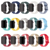 Wholesale Silicone Watch Band Straps for Apple Smartwatch SE with Double Buckle Metal Button Compatible to iwatch mm mm