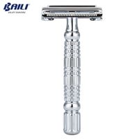 Wholesale BAILI Safety Razor Wet Beard Shaving Light Double Edge Shaver Butterfly Twist Open Men Women Hair Removal Shaver with Free Blade P0817