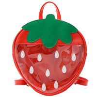 Wholesale Preschool Bags Cute Strawberry Toddler Backpack Transparent Princess Bag For Girls PU Waterproof Kids Bookbag Gifts Mochila School