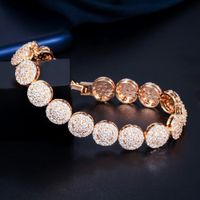 Wholesale CWWZircons Shiny Micro Pave Cubic Zirconia Stone Round Wedding Party Bracelets for Women Gold Color Chain Link CZ Jewelry CB265
