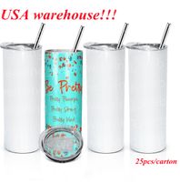 Wholesale Local warehouse sublimation straight tumbler oz oz oz blank skinny tumblers sippy cup water bottle US STOCK