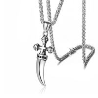 Wholesale Cool Design Male Jewelry Stainless Steel Cross Dagger Pendant Necklace for Man Gift