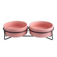 Wholesale Ceramic Cat Dog Double Bowl Dish With Lron Stand Dishes No Spill Metal W0YC Bowls Feeders