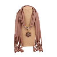 Wholesale Scarves Arrival Solid Jewelry Statement Necklace Flower Pendant Scarf Women Neckerchief Foulard Femme Accessories Hijab Stores