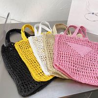 Wholesale Womens Straw Bag Totes For Women Beach Designers Hand Woven Purse High Quality Fashion Female Shopping Handbags Summer Shoulder Bags With Triangle Logo Colors