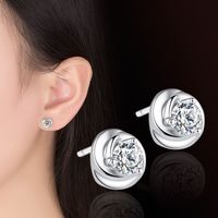 Wholesale 925 Sterling Silver Studs Simple Fashion Rotaing Flower White Purple Crystal Stud Earrings For Women Girl