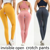 Wholesale Women s Leggings Open Seat Pants Peach Hip Sports Workout Elastic Tights Invisible Zipper Sexy For Field Sex Free Christmas