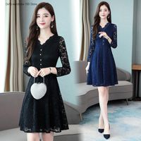 Wholesale Autumn And Winter Style Fat Mm French Platycodon Grandiflorum Dress Elegant Western Large Size Lace Casual Dresses