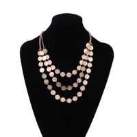 Wholesale Statement Jewelry Gold Silver Plated Punk Style Reflrtive Round Metal Bib Necklaces Multilayers Maxi Collar Femme Chokers