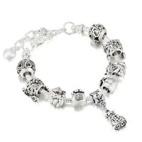 Wholesale Charm Bracelets High quality Vintage Silver plated Fine Bracelet DIY Lucky Cat And Fortune Cai Fu Pendant Meaning Good Luck