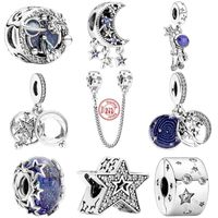 Wholesale 2021 New Galaxy Journey Series Silver Astronaut Moon Tree Pendant Stars Charm Fit Pandora Bracelet Woman Jewelry Beads