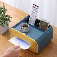 Wholesale Tissue Boxes Napkins Box Cover With TV Remote Shelf Removable Plastic Case Holder Home Desk Table Phone Wet Wipes Storage Container