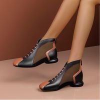 Wholesale Sandals Patchwork Summer Shoes Women Air Mesh Boots Leather Flat Ankle High Ladies Black Breathable Dressy Plus Size43