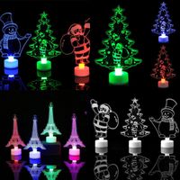 Wholesale Glowing colorful acrylic Christmas tree snowman Santa Claus gifts Xmas decoration products Party holiday Night light supplies B3