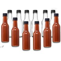 Wholesale 5oz Woozy Round Glass Sauce Tomata Glass Bottles Clear Glass Woozy Bottles with Dripper Inserts ml with Screw Caps RRF11302
