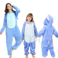 Wholesale Boy Girl Stitch Unicorn Pajamas Onesie Kids Kigurumi Anime Panda Pijama Winter Warm Women Nightie Unicornio Sleepwear Overalls