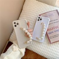 Wholesale Matte Soft TPU White Phone Cases High Qualiry Real Cover Case with Pearl Bracelet for iPhone PLUS X PRO MAX