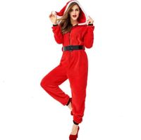 Wholesale christmas family pajam Adults Kids Hooded Jumpsuit Women Velvet Pajamas Xmas Costume Fantasia Cosplay Party Clothes