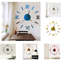 Wholesale 6 colors Roman hours wall clocks modern art D mirror sticker Home Decoration cm DIY non toxic environmental weight g