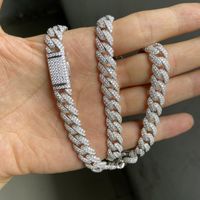 Wholesale Meisidian Inch S925 Silver Iced Out VVS Moissanite Diamond Cuban Link Chain Necklace For Men Chains