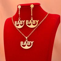 Wholesale Earrings Necklace Dubai Gold Color Letter Baby Jewelry Sets For Women African Wedding Pendant Jewellery Set Engagement Gifts