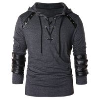 Wholesale Mens Hoodie Color Leather Stitching Fashion Sweatshirt Hip Hop Hoodies Sportswear Hooded Sweater For Men
