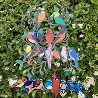 Wholesale Decorative Objects Figurines Stained Glass Birds on a wire Window Hanging Decorations Panel Catcher Wind Chimes Living Room Decoration
