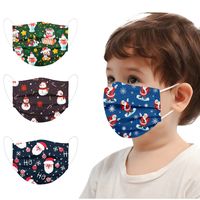 Wholesale Christmas Kids Party Disposable Face Masks Non woven Cartoon Blue Green Xmas Tree Black Red Snowman Bear Children Gift FaceMask Ply Earhook Dust proof