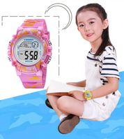 Wholesale Colorful Flash Digital Waterproof Alarm Navy Blue Camouflage Kids Watches For Boys Girls Date Week Creative Children s Clock Wristwatches