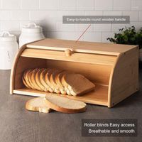 Wholesale Storage Bottles Jars Bread Cabinet Natural Bamboo Roll Top Box Kitchen Assembly Required Organizer Desktop Decoration