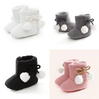 Wholesale 2021Baby Autumn Winter Boots Baby Girl Boys Winter Warm Shoes Solid Fashion Toddler Fuzzy Balls First Walkers Kid Shoes M X2