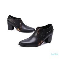 Wholesale Dress Shoes Real Leather High Heel Men Rivets Increase Height Party Male Jazz Dancer Thick Ankle Boots