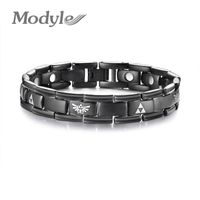 Wholesale Modyle Stylish Zelda Charm Magnetic Bracelets for Men Black Stainless Steel Health Bio Energy Wrist Bangles
