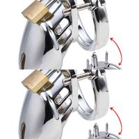 Wholesale Nxy Chastity Device Penis Ring Lock Restraint Male Sex Toys Man Bird Cage Stainless Steel Padlock Metal Cock Bdsm Bondage
