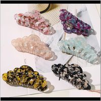 Wholesale Jewelry Drop Delivery Korea Claw Barrettes Acrylic Marble Hairpins Crab Clear Clips Clamp Hair Accessories For Women Headwear Hhnx2