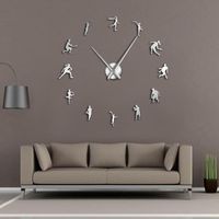 Wholesale Wall Clocks Badminton Sports DIY Large Clock Tennis Frameless Giant Watch Art Home Decor D Big Mirror Sticker Modern Design