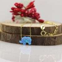 Wholesale Pendant Necklaces OP06 mm Elephant Opal Necklace Jewelry Silver Gold Chain For Sale Online With Factory Price