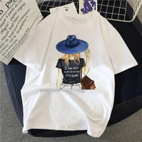 Wholesale Women s T Shirt Fashion Art Female White Print Harajuku Women Summer Cotton T Shirt Femme Tops Accept OEM Desigin