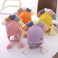 Wholesale Korean Children s Hat Autumn and Winter Lovely Knitted Wool Peach Heart Baby Female Warm Ear Protection MFRV722