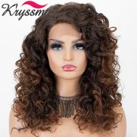 Wholesale Synthetic Lace Front Wigs For Black Women Brown Cosplay Wigs Synthetic L Part Ombre Wig Natural Hairline Wigsfactory direct