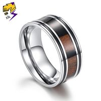 Wholesale Wedding Rings Vintage Wooden For Male Silver Titanium Steel Wood Grain Bands Engagement Ring Cool Staff Women Fashion Jewelry