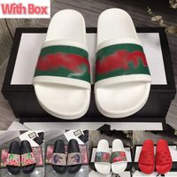 Wholesale Newest Men Women Sandals slipper Slides Shoes black white red Designer Floral Slippers Leather Rubber Flats Sandal Loafers Gear Bottoms luxury brand sneakers