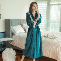 Wholesale Women s Sleepwear Hanxiuju Pieces Robe Sets For Women Vintage Royal Thick Velvet Warm Robes Autumn Winter Long Suits Girls Gifts