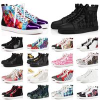 Wholesale With Box Luxury Loafers Red Bottom Designer Shoes Platform Sneakers Big Size Us Junior Spikes Mens Womens Casual Shoe Black Glitter Bottoms Flat Trainers Eur